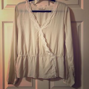 Cream A&F V-Neck Blouse SIZE: LARGE